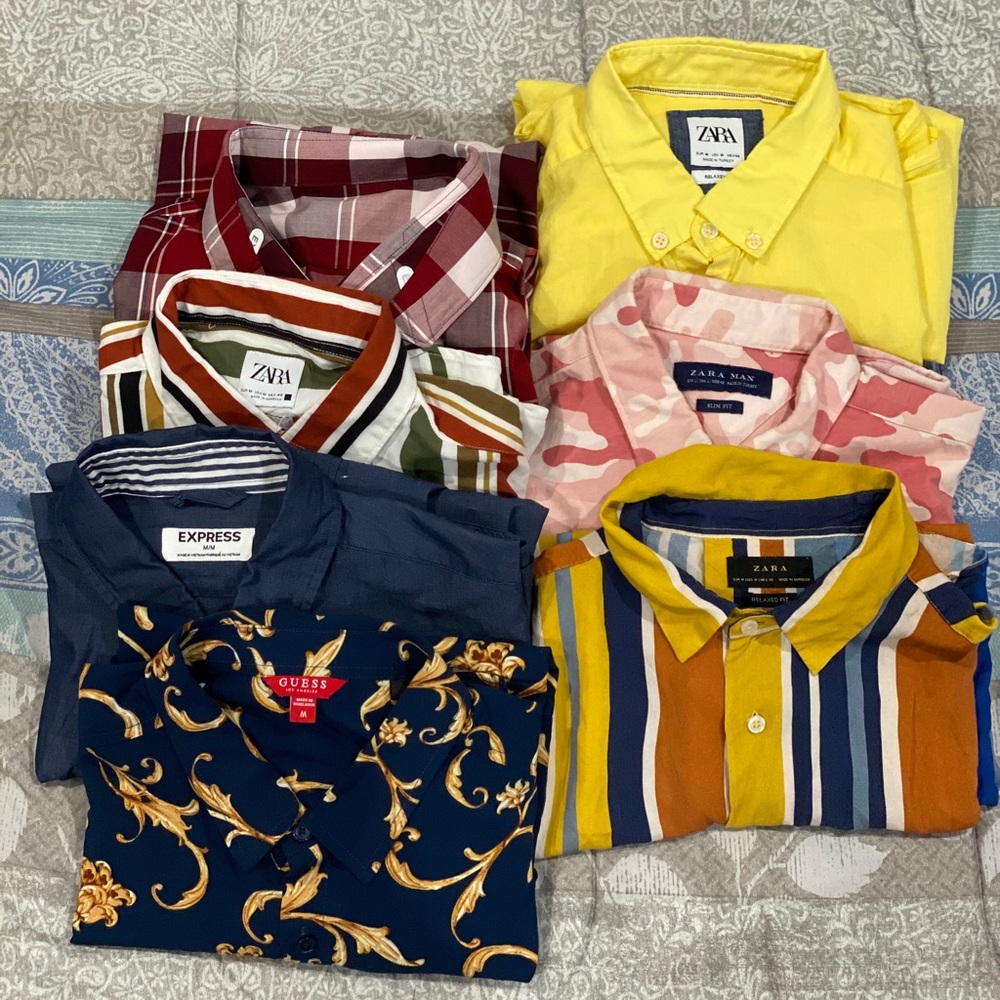 Bundle of men’s medium shirts zara/express/guess